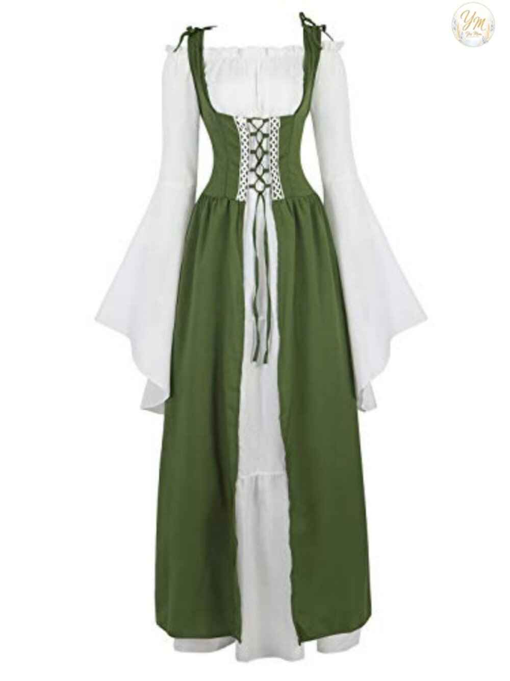 Renaissance Medieval Lace Up Maxi Dress Costume Set